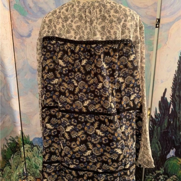 Woman Within Black Mixed Print Button Tunic Blouse - Picture 4 of 6